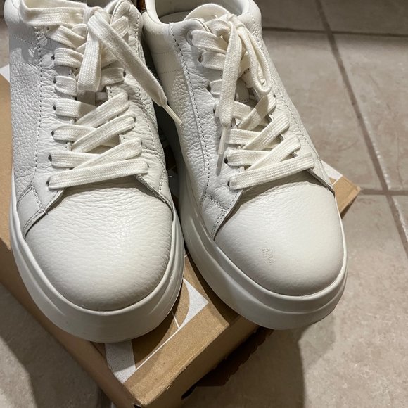 Zara leather platform sneakers with calf hair leopard accent Size 8 - Picture 4 of 6